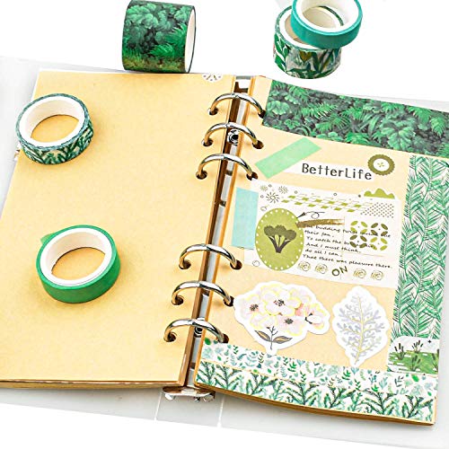 Lakeer 12 Rolls Washi Tape Set Decorative Japanese Masking Paper Tape for Scrapbooking, Planners, Card/Gift Wrapping, DIY Decor and Craft Supplies (Green), 8.4 Cm - Image 4