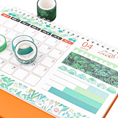 Lakeer 12 Rolls Washi Tape Set Decorative Japanese Masking Paper Tape for Scrapbooking, Planners, Card/Gift Wrapping, DIY Decor and Craft Supplies (Green), 8.4 Cm - Image 3