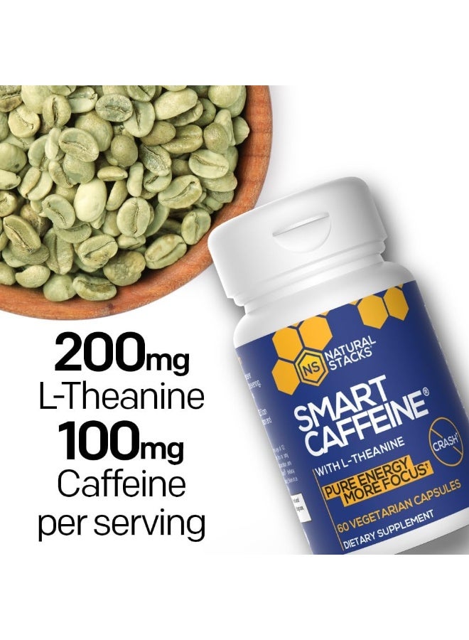 NATURAL STACKS كافيين ذكي مع L-theanine لطاقة مركزة بدون توتر أو انهيار - 60 كبسولة - Image 4