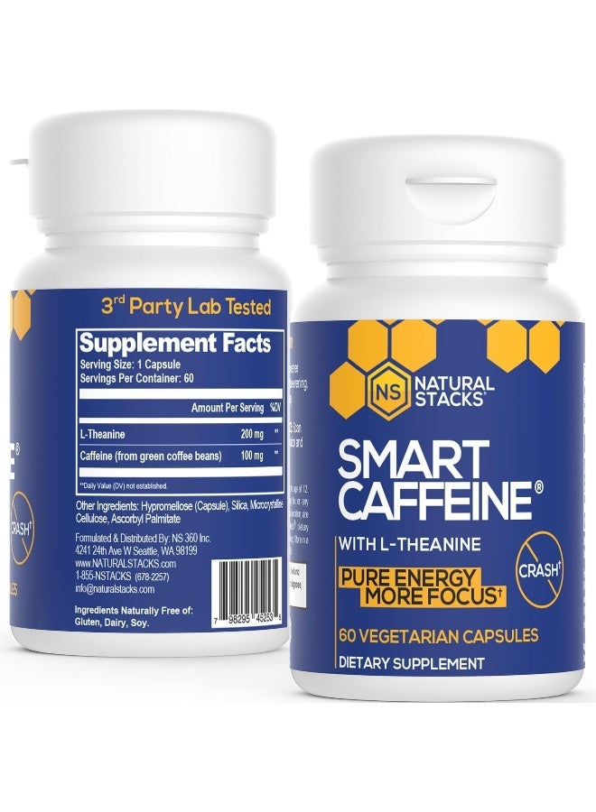 NATURAL STACKS كافيين ذكي مع L-theanine لطاقة مركزة بدون توتر أو انهيار - 60 كبسولة - Image 1