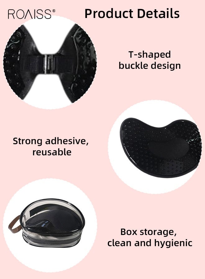 roaiss Women's 2-Pack Mango Cup Chest Stickers Invisible Strapless Push up Bra Reusable Ladies Breathable Sticky Bras for Deep V Dresses and Daily Wear Individually Packed Zipper Box - Image 5