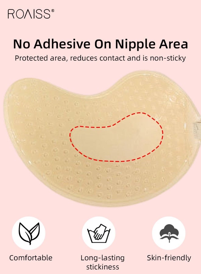 roaiss Women's 2-Pack Mango Cup Chest Stickers Invisible Strapless Push up Bra Reusable Ladies Breathable Sticky Bras for Deep V Dresses and Daily Wear Individually Packed Zipper Box - Image 3