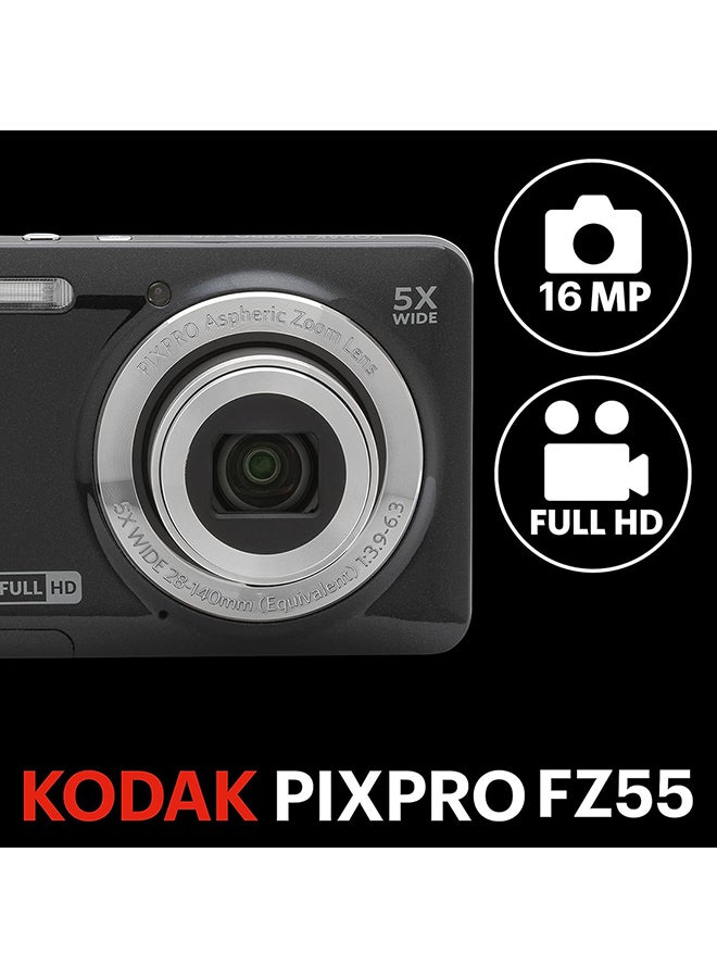 كوداك كاميرا رقمية بيكس برو FZ55-BK بدقة 16 ميجابكسل مع زوم بصري 5X وزاوية واسعة 28 مم وفيديو بدقة 1080P HD كامل وكاميرا مدونات 2.7" LCD - Image 2