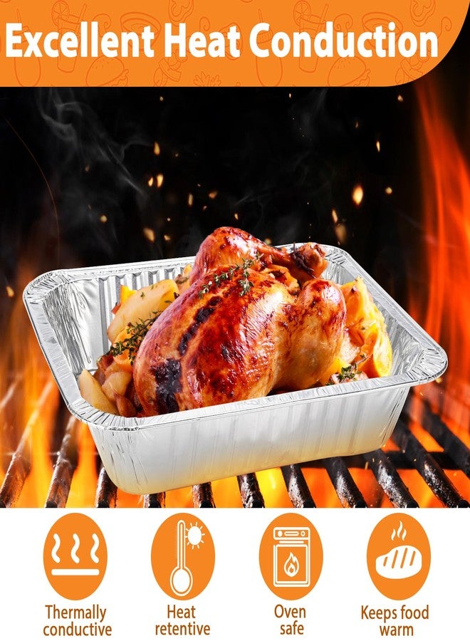 Loppdece 75 Count Aluminum Pans Full Size,Disposable Foil Pans,Heavy Duty Deep Foil Pans 25PCS 12.5"x10.5",15PCS 5.7"x4.7",15PCS 5"x4",Round Egg Tart Foil Trays Diameter 2.8"20PCS for Baking Cooking Prepping - Image 5