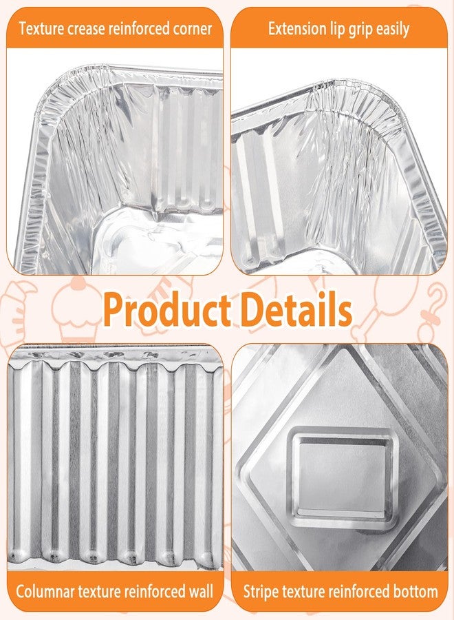 Loppdece 75 Count Aluminum Pans Full Size,Disposable Foil Pans,Heavy Duty Deep Foil Pans 25PCS 12.5"x10.5",15PCS 5.7"x4.7",15PCS 5"x4",Round Egg Tart Foil Trays Diameter 2.8"20PCS for Baking Cooking Prepping - Image 3