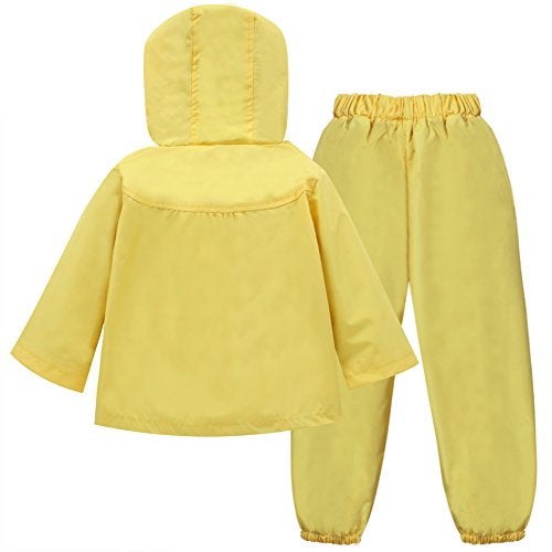 LZH Girl Baby Kid Waterproof Hooded Coat Jacket Outwear Suit Raincoat Hoodies with Pants Yellow 3T(For Age 2-3Y) - Image 2