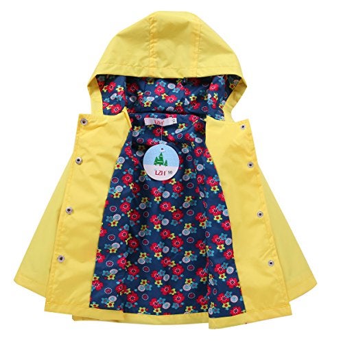 LZH Girl Baby Kid Waterproof Hooded Coat Jacket Outwear Suit Raincoat Hoodies with Pants Yellow 3T(For Age 2-3Y) - Image 3