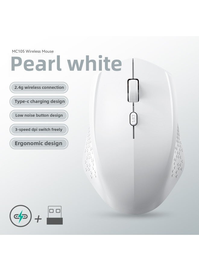 Loquat Direct Charging Wireless Mouse Mute Bluetooth 2.4G Dual-mode For Apple For Huawei Notes-Color:Charging 2.4G White - Image 1