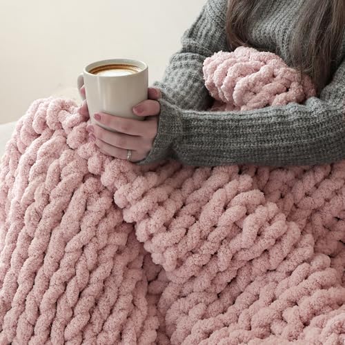 mellobello Jumbo Chunky Yarn for Hand Knitting - Super Thick Chenille Chunky Yarn for Crocheting - Extra Soft Bulky Fluffy Blanket Big Yarn 8 Jumbo Pack (27yds,8 oz Each Skein) Pink - Image 3