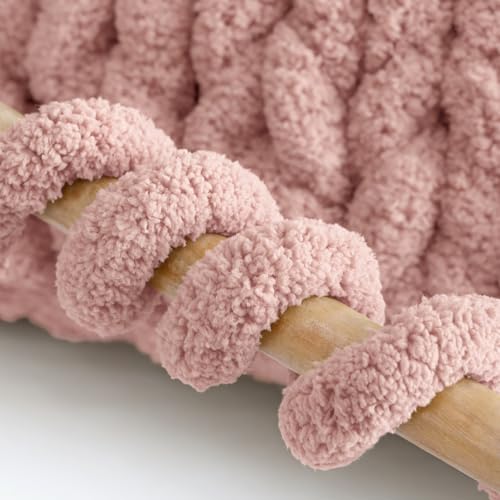 mellobello Jumbo Chunky Yarn for Hand Knitting - Super Thick Chenille Chunky Yarn for Crocheting - Extra Soft Bulky Fluffy Blanket Big Yarn 8 Jumbo Pack (27yds,8 oz Each Skein) Pink - Image 5
