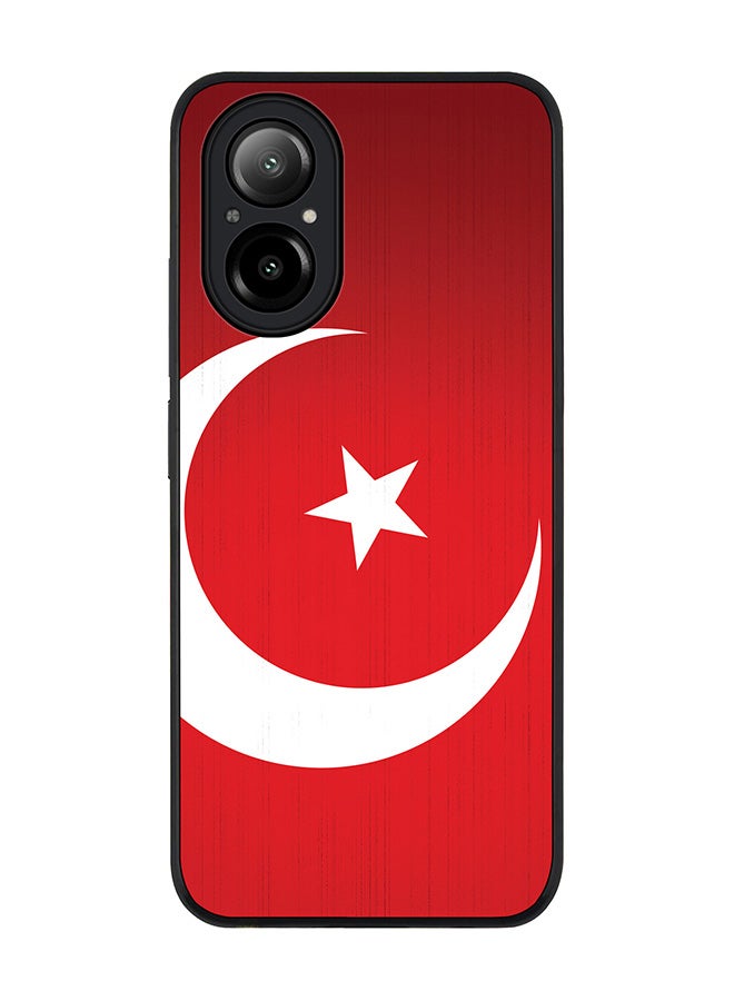 Stylizedd Rugged Black Edge Case for Realme C67 4G, Slim fit Soft Case Flexible Rubber Edges Anti Drop TPU Gel Thin Cover -  Flag Of Turkey - Image 1