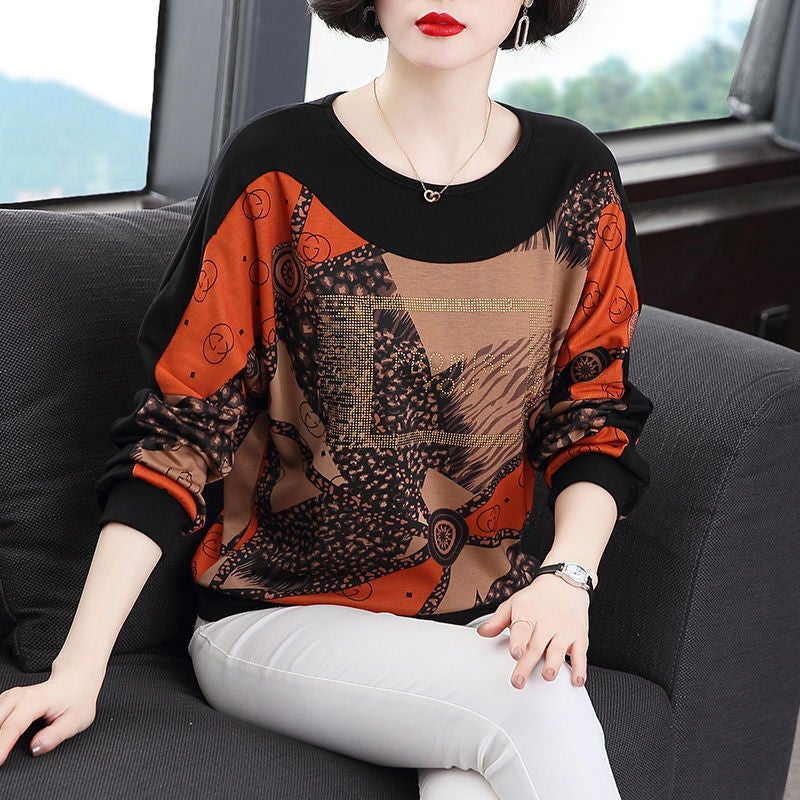 Bottoming Shirt Women'S Mother Foreign Style Long Sleeve T-Shirt Plus Size Chubby Girl Ladies Wear Clothes - Image 1