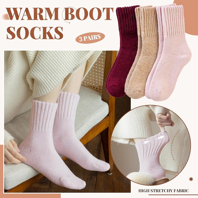 Velice Wool Socks for Women Merino Wool Boot Hiking Thick Thermal Warm Winter Crew Cushion Cozy Work Socks 5 Pairs - Image 3