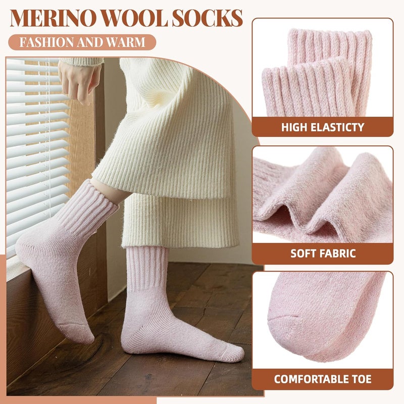 Velice Wool Socks for Women Merino Wool Boot Hiking Thick Thermal Warm Winter Crew Cushion Cozy Work Socks 5 Pairs - Image 5
