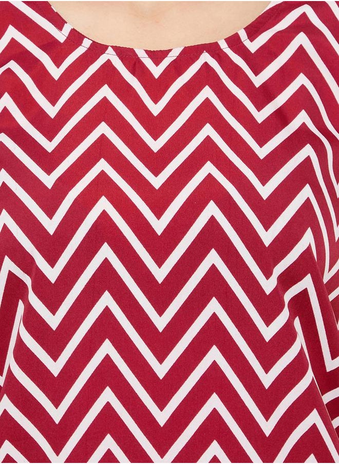 Clovia Women's Red Chevron Print Top & Pyjama Set by Styli  - Image 5