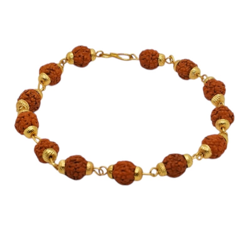 Japam Gold Plated Rudraksha Bracelet for Men and Women | Rudraksha Bracelet for Meditation and Prayer | Authenticity Certificate - Image 1