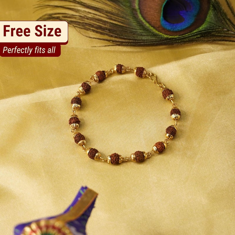 Japam Gold Plated Rudraksha Bracelet for Men and Women | Rudraksha Bracelet for Meditation and Prayer | Authenticity Certificate - Image 4