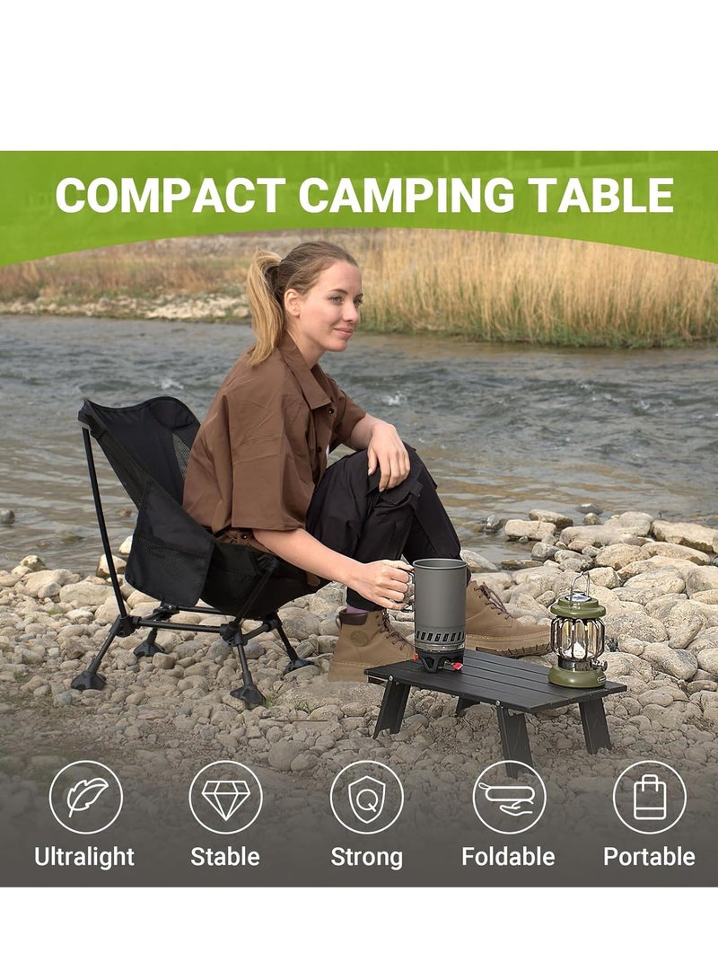 Ultralight Compact Small Camping Table, Mini Small Folding Camping Side Table for Camp, Portable Table for Outdoor Picnic,Tent,Travel,Beach,Black. - Image 2