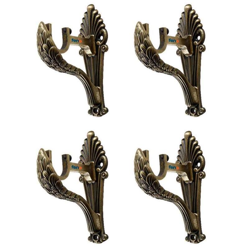 Ferio New Look Aluminum Curtain Brackets for Door and Window 1 Inch Rod Holder Home Decor Brass Antique Set of 2 (Pack of 4) - Image 5