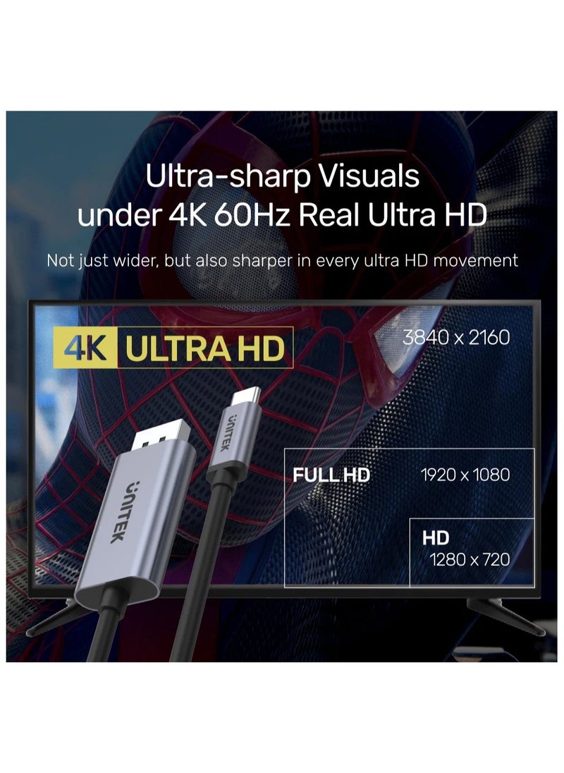 UNITEK - USB-C to DisplayPort 1.2 Cable 4K 60Hz - Image 1