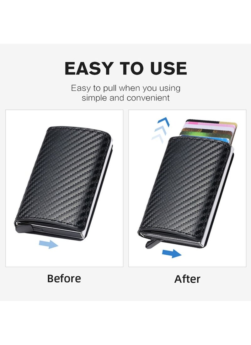 We Happy RFID Protection Leather Cover Ultra-Thin Aluminum Case Premium Credit Card Holder Automatic Pop UP Wallet  - Image 2