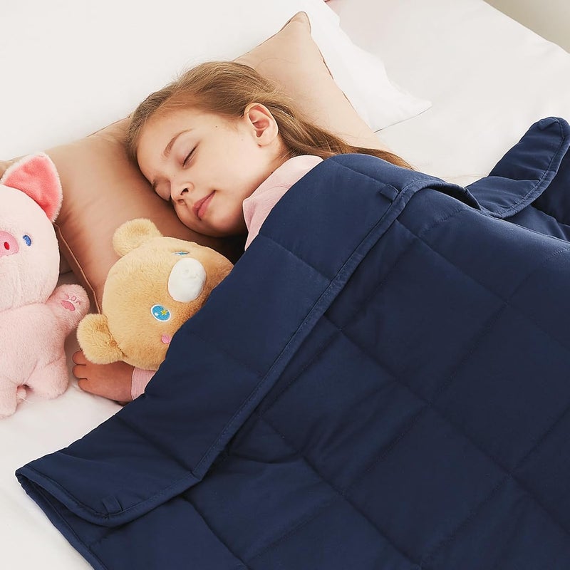 CuteKing بطانية كيويت كينغ الموزونة (3 أرطال، 20 × 30 بوصة، أزرق بحري) بطانية ثقيلة لوزن 40-60 رطلاً، بطانية موزونة للتبريد والتدفئة مع خرز زجاجي فاخر، بطانية سميكة لجميع الفصول - Image 1