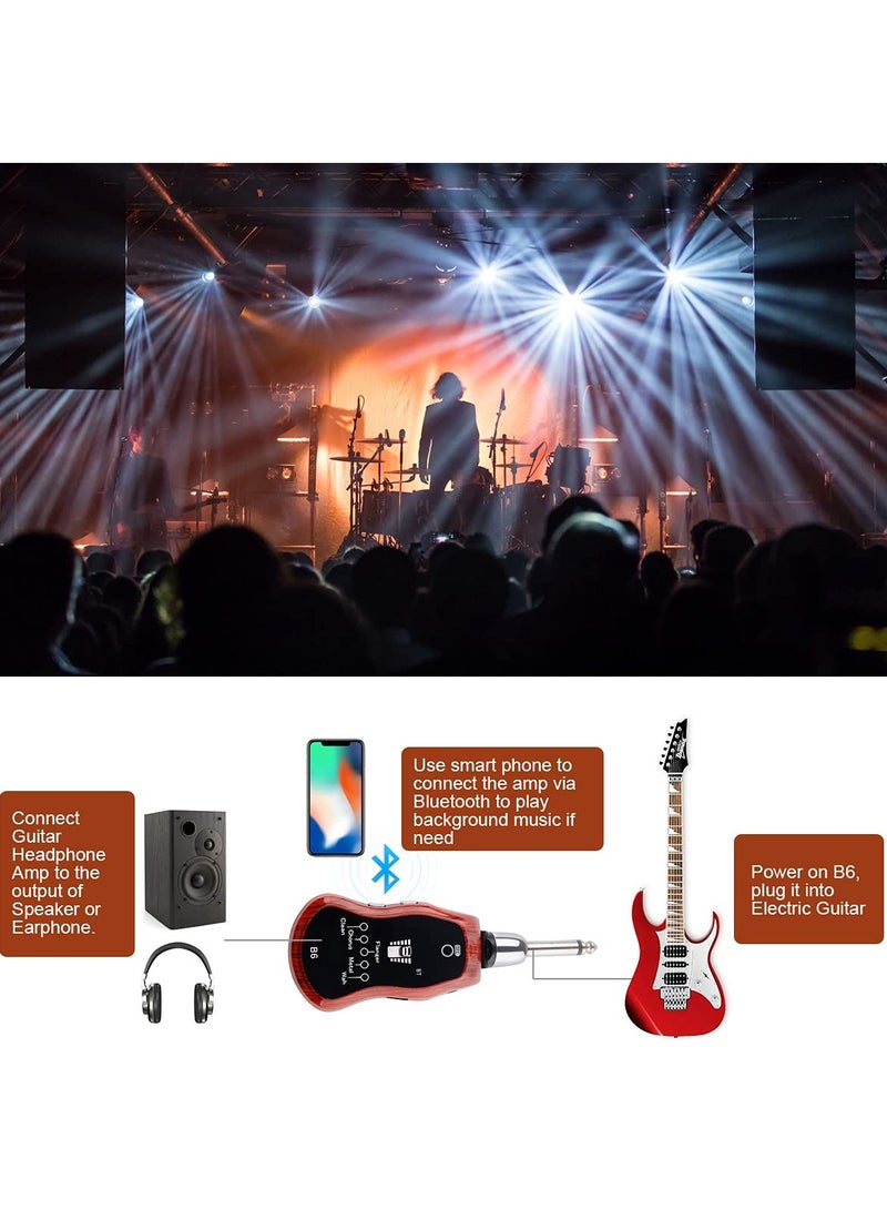 Generic Guitar Headphone Amp, Mini Plug Guitar Amplifier Bluetooth Receiver Rechargeable for Electric Travel Pocket Guitar Amp Headphones, Bass Amps With CLEAN/CHORUS/METAL/WAH 5 Effects - Image 4