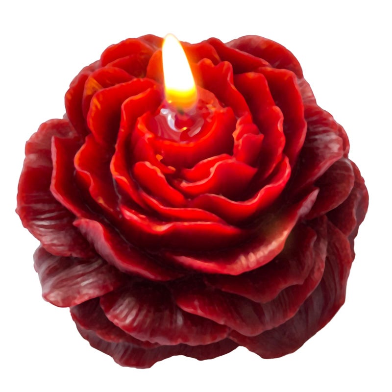 Peytanger Burgundy Peony Flower Shape Candles for Women Friends Colleague Classmates Gift, 3 Inch Pastel Aesthetic Scented Candle - Image 1