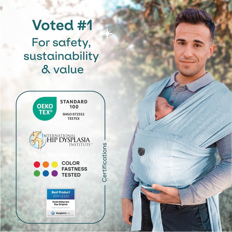 Koala Babycare Koala Babycare Baby Carrier Wrap, Easy to Wear As a T-Shirt - Baby Wearing Wrap One Size Fits All - Newborn Wrap Carrier Max 9kg (Light Blue)  - Image 2