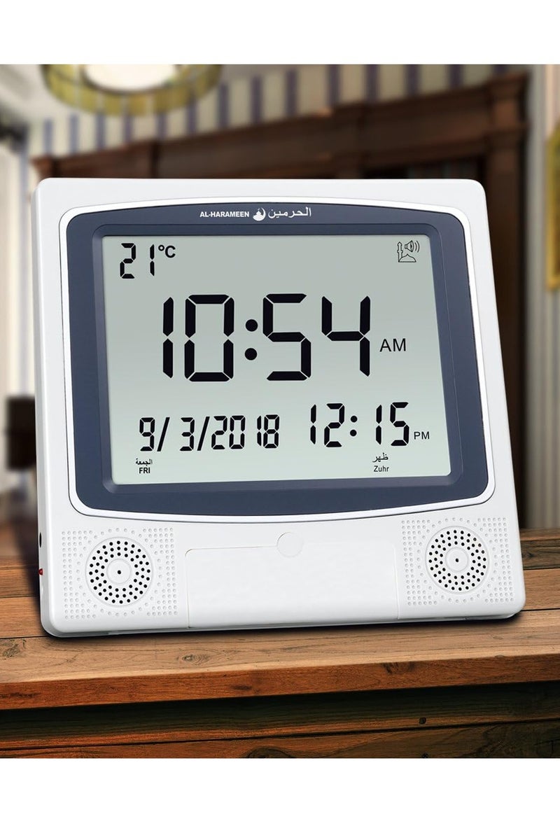 ihomeshop Prayer Alarm Clock – 5-in-1 Azan Reminder with Hijri Calendar, Daily & Weekend Modes, Temperature Display, Table-Top or Wall-Mount, 23.5×22.5×4.5 cm – Ideal for Every Saudi Home  - Image 2