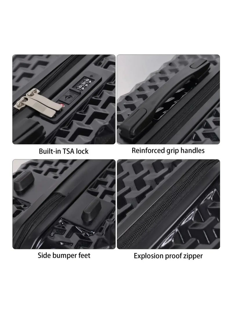 SUMAKA حقائب سفر ABS+PC - مجموعة من 3 قطع 20"+24"+28" بوصة، عجلات قابلة للإزالة، عجلات عالمية 360° - Image 2