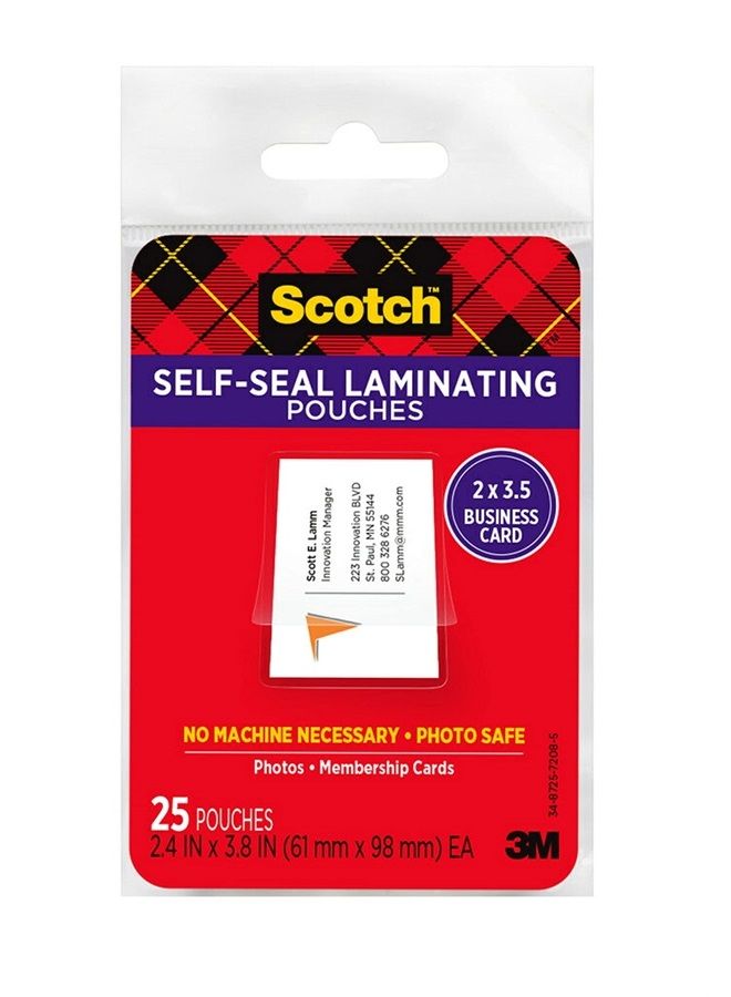 Scotch  Self-Sealing Laminating Pouches, 25 Pack, Business Card size (LS851G) - Image 1