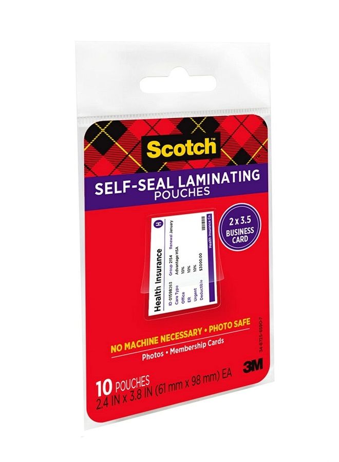 Scotch  Self-Sealing Laminating Pouches, 25 Pack, Business Card size (LS851G) - Image 2