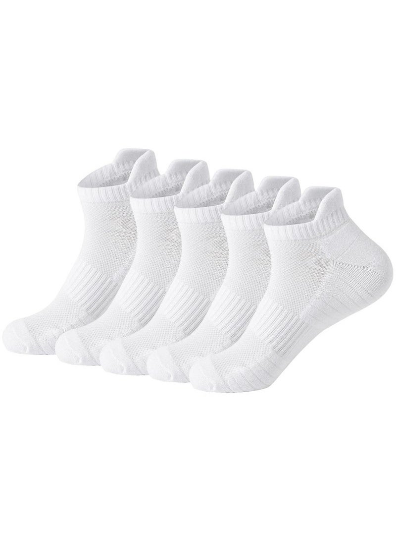 Lynacz Original Performance Men's Athletic Socks (5-Pack) - Pure White - Low Cut, Ultra-Comfort Cushioned, Breathable & Sweat-Wicking, Odor-Resistant - Ideal for Active Lifestyles & Sports - Image 1