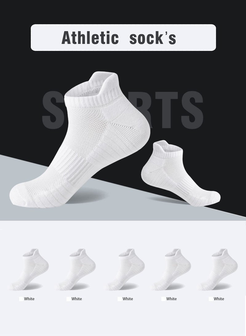 Lynacz Original Performance Men's Athletic Socks (5-Pack) - Pure White - Low Cut, Ultra-Comfort Cushioned, Breathable & Sweat-Wicking, Odor-Resistant - Ideal for Active Lifestyles & Sports - Image 2