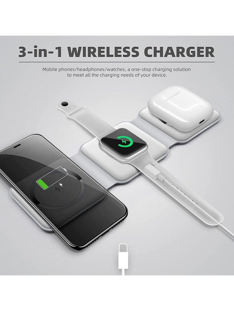 Wireless Charging, 3 in 1 Wireless Charger,Wireless Magnetic Fast Charging Foldable Dock station Charger for iPhone 13/12/11/8/Pro/Max,for iWatch,forAirPods 3/2/Pro and for Samsung - Image 3