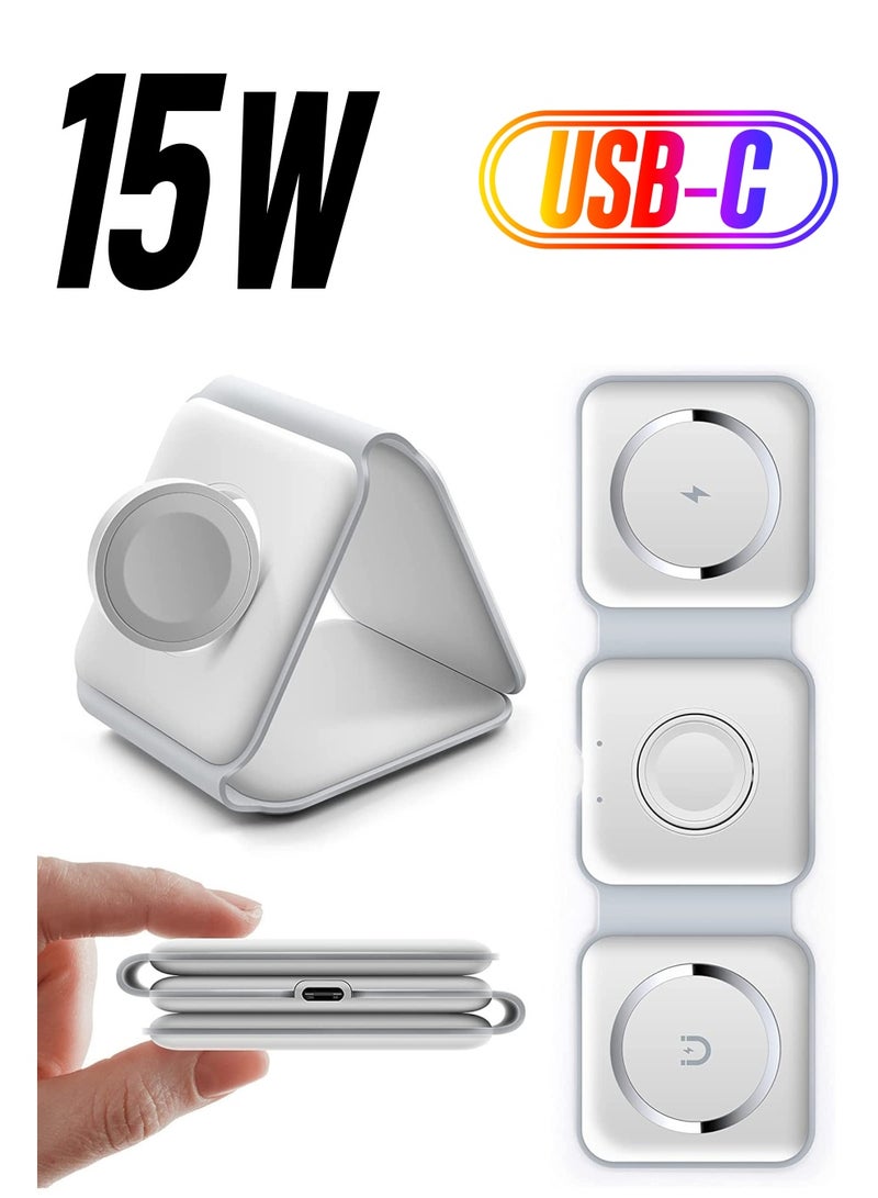 Wireless Charging, 3 in 1 Wireless Charger,Wireless Magnetic Fast Charging Foldable Dock station Charger for iPhone 13/12/11/8/Pro/Max,for iWatch,forAirPods 3/2/Pro and for Samsung - Image 1
