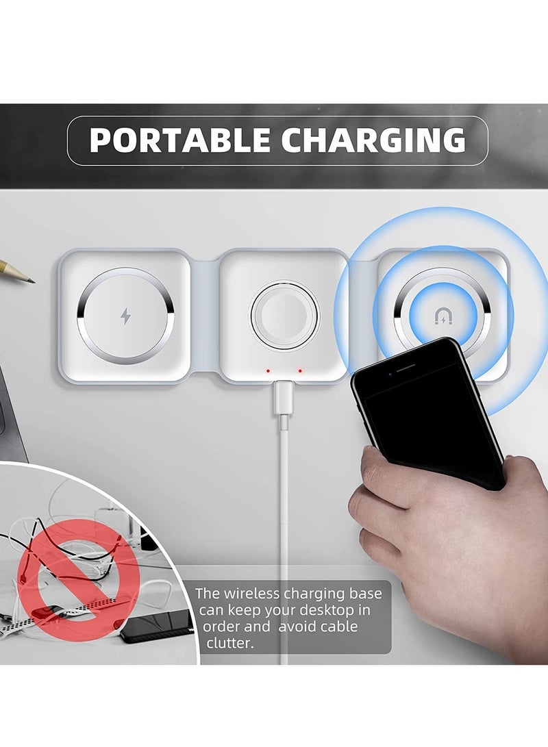 Wireless Charging, 3 in 1 Wireless Charger,Wireless Magnetic Fast Charging Foldable Dock station Charger for iPhone 13/12/11/8/Pro/Max,for iWatch,forAirPods 3/2/Pro and for Samsung - Image 4