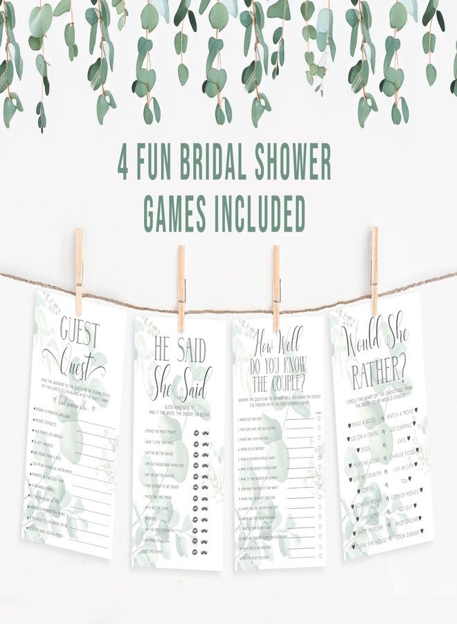 Your Main Event Prints Wedding Bridal Shower Games, Whimsical Eucalyptus, 4 Game Bundle With 25 Each - Image 2