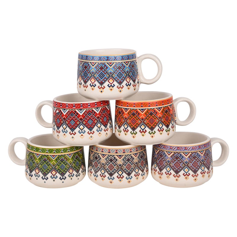 SEPARATE WAY Stoneware Unique Design Morning Set with Teapot & Coffee Server 6 Cups Each (120ml) & 1 Kettle (1100ml) - Matte Finish, Ideal Gift - Image 3