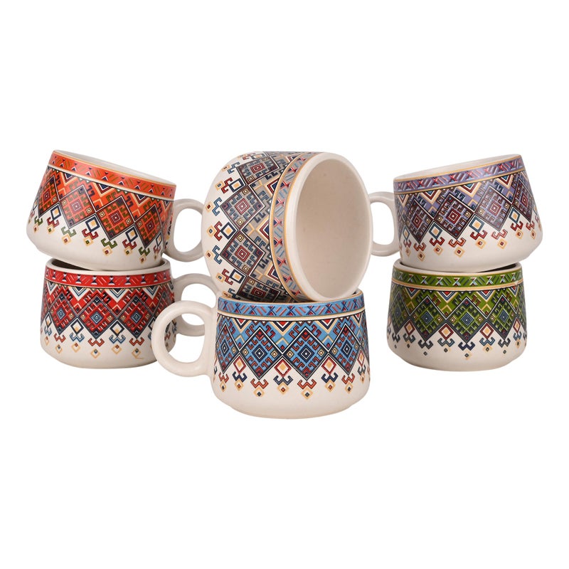 SEPARATE WAY Stoneware Unique Design Morning Set with Teapot & Coffee Server 6 Cups Each (120ml) & 1 Kettle (1100ml) - Matte Finish, Ideal Gift - Image 4