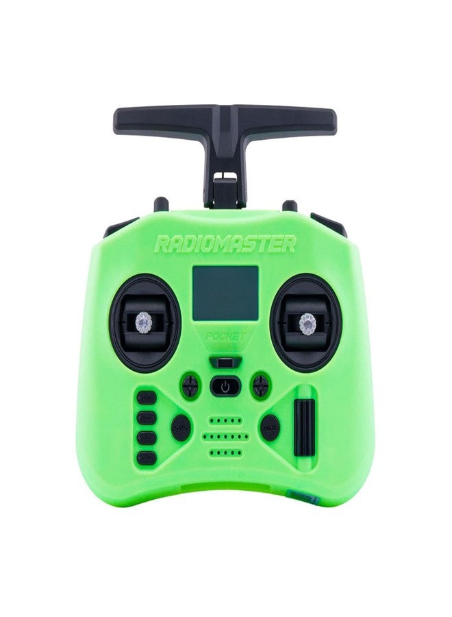 Radiomaster Pocket Crsuh 2.4GHz ELRS Hall Gimbal Transmitter Remote Control Portable Lightweight Foldable Antenna (ELRS Mode 2,Green) - Image 1