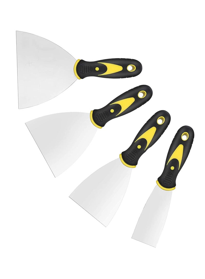 sokany 4 Pack Wallpaper Scrapers, 3.8cm, 7.5cm, 10cm, 12.5cm Wide Putty Knife Set, Metal Spackle Knives Paint Tools for Wallpaper/Decals/Drywall Finishing/Plaster Scraping  - Image 1