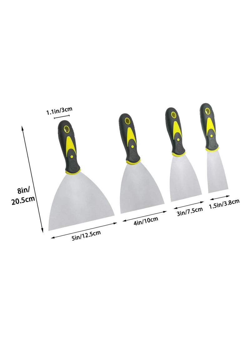 sokany 4 Pack Wallpaper Scrapers, 3.8cm, 7.5cm, 10cm, 12.5cm Wide Putty Knife Set, Metal Spackle Knives Paint Tools for Wallpaper/Decals/Drywall Finishing/Plaster Scraping  - Image 2