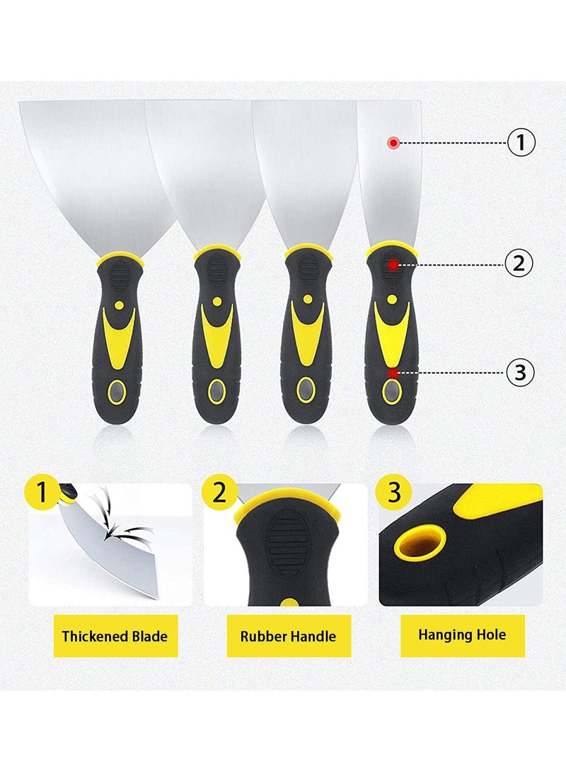 sokany 4 Pack Wallpaper Scrapers, 3.8cm, 7.5cm, 10cm, 12.5cm Wide Putty Knife Set, Metal Spackle Knives Paint Tools for Wallpaper/Decals/Drywall Finishing/Plaster Scraping  - Image 4