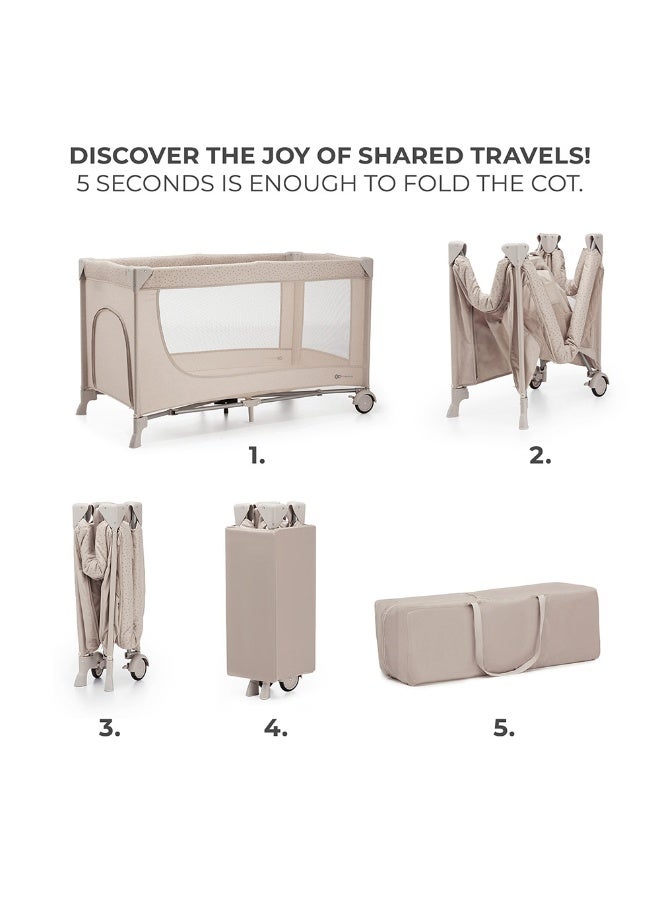 Kinderkraft Joy 2 Travel Cot With Accessories - Beige - Image 2