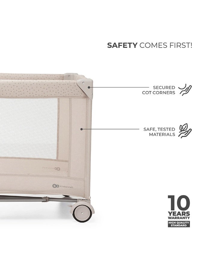 Kinderkraft Joy 2 Travel Cot With Accessories - Beige - Image 1