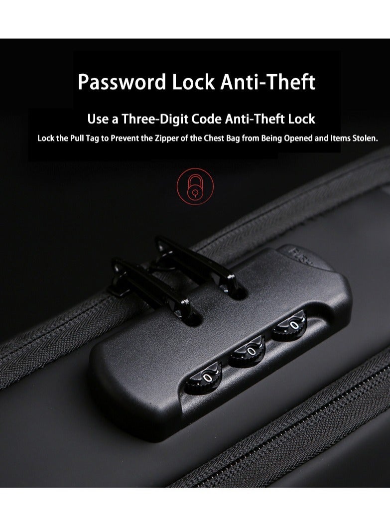 حزمة مضادة للسرقة متعددة الوظائف للرجال مع شحن USB ، كيس الكتف المقاوم للماء من PU للرياضة والعادية والتنقل (الأسود والبني) - Image 4