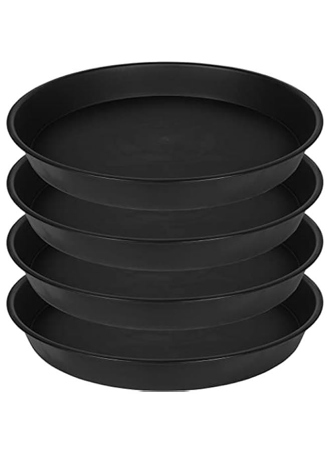Generic 4 Pack of 16 inch Plant Saucer (13.5 Base), Heavy Duty Plastic Plant Tray for Pots, Flower Water Trays for Indoors, Bird Bath Bowls, Plant Drip Saucers for Planter 14/15/16 (Black)  - Image 1