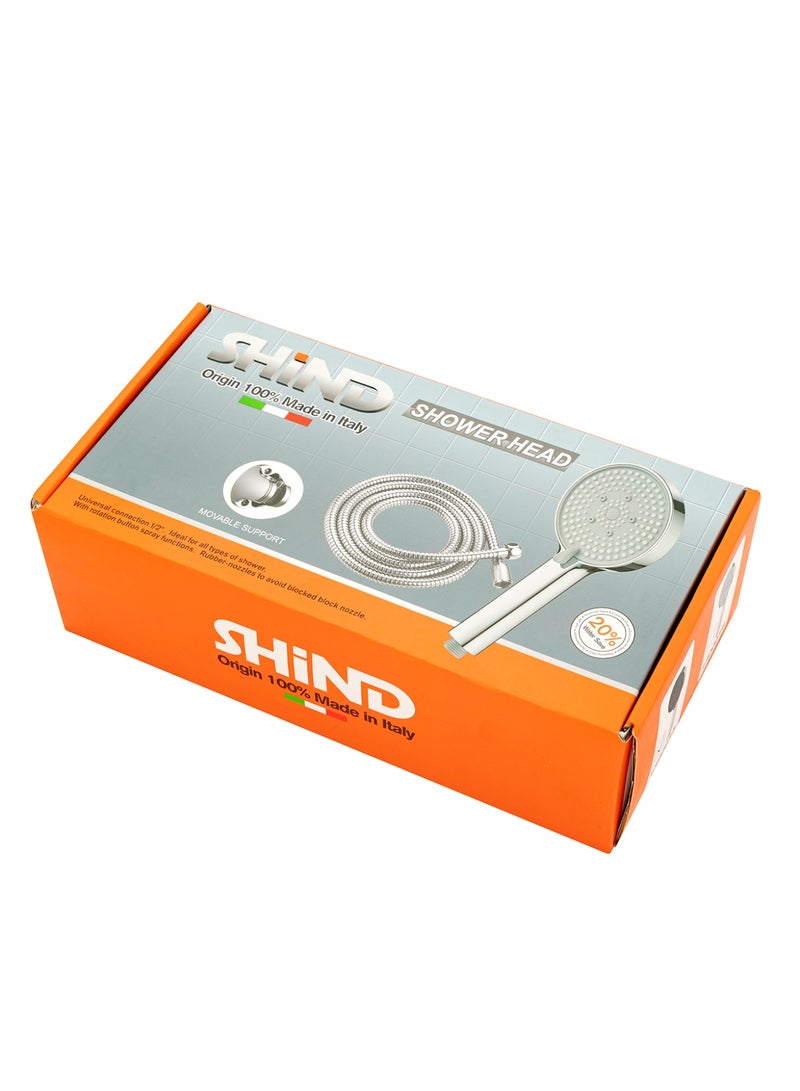 SHIND High-Pressure Handheld Shower Head with Wall Mount and Hose – 3-Function Spray, Anti-Clog Silicone Nozzles, Chrome Silver Finish - Image 5